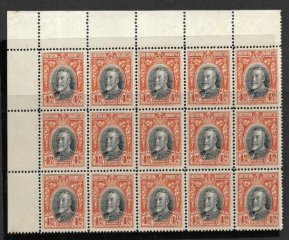 South Rhodesia 1937 Field Marshall Four Pence perf 14 block unmounted mint
