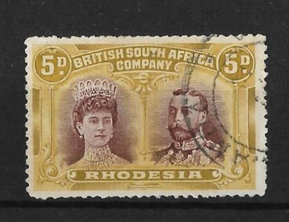 Rhodesia Double Head Five Pence Error of colour SG 141ab fine used