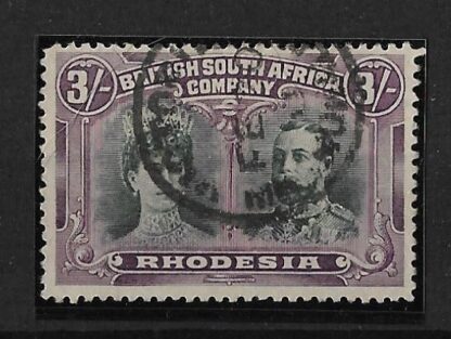 Rhodesia Double Head Three Shillings SG 158 postally used