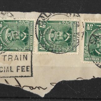 Southern Rhodesia Admirals with Posted on Train cachet dated 29 Jan 62 year inverted
