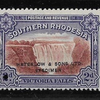 South Rhodesia Large Falls in un-issued colours blue and brown overprinted SPECIMEN