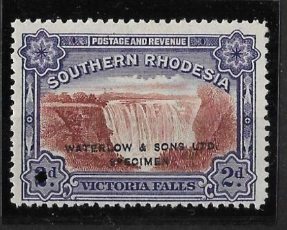 South Rhodesia Large Falls in un-issued colours blue and brown overprinted SPECIMEN