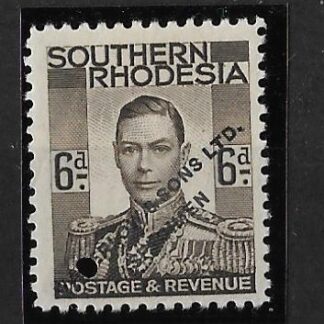 South Rhodesia George VI Six Pence Printers sample overprinted SPECIMEN