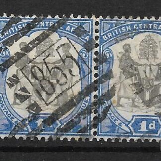BCA/Nyasaland 1897 One Penny pair with Barred Oval 855 postmark