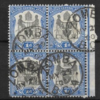 BCA/Nyasaland 1900 One Penny block with Zomba Type 5z.2 postmark dated MY 29 00