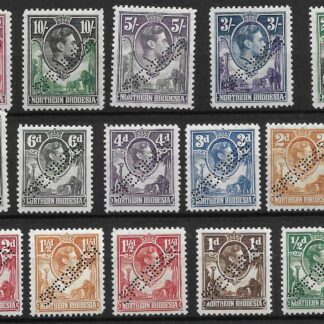 Northern Rhodesia 1938 GVI set to Twenty Shillings perf SPECIMEN SG 25/45s unmounted mint