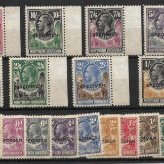 Northern Rhodesia 1925 GV set to Twenty Shillings overprinted SPECIMEN SG 1/17s mint