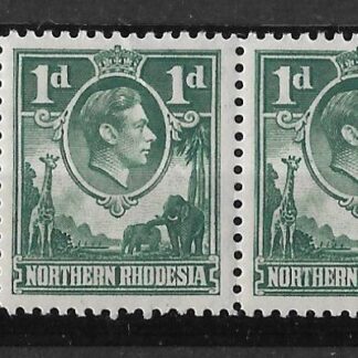 Northern Rhodesia 1938 GVI One Penny pair with Extra Boatman flaw SG 28a unmounted mint