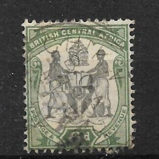 BCA/Nyasaland 1897 Six Pence with Chikwawa squared circle postmark