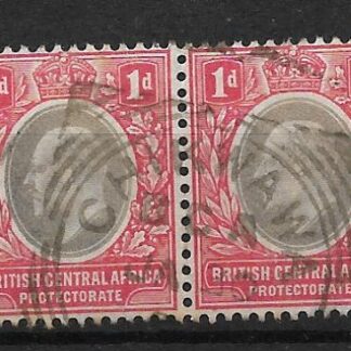 BCA/Nyasaland 1903 EVII One Penny pair with Chikwawa squared circle postmark