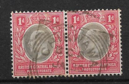 BCA/Nyasaland 1903 EVII One Penny pair with Chikwawa squared circle postmark