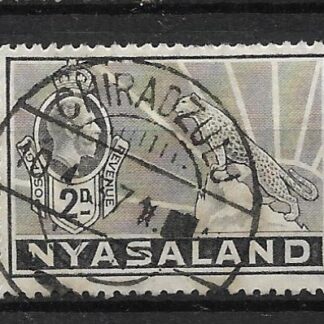 Nyasaland 1934 GV Leopard Two Pence with Chiradzulu postmark