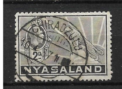 Nyasaland 1934 GV Leopard Two Pence with Chiradzulu postmark