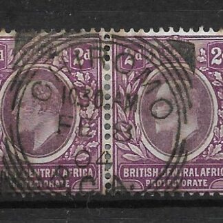 BCA/Nyasaland 1903 EVII Two Pence pair with Chiromo Squared Circle postmark