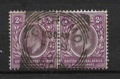 BCA/Nyasaland 1903 EVII Two Pence pair with Chiromo Squared Circle postmark