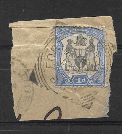 BCA/Nyasaland 1897 One Penny with Fort Johnson Squared circle postmark