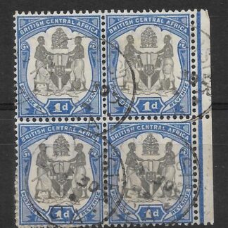 BCA/Nyasaland 1897 One Penny block 4 with Fort Lister postmark