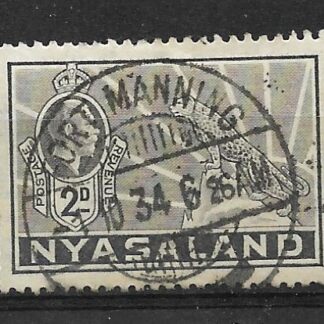 Nyasaland 1934 GV Leopard Issue Two Pence with Fort Manning postmark