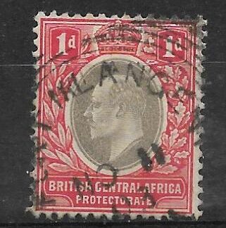 BCA/Nyasaland 1903 EDVII One penny with Fort Mlangeni Squared Circle postmark