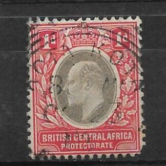 BCA/Nyasaland 1903 EDVII One Penny with Kota Kota Squared Circle postmark