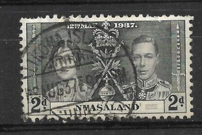 Nyasaland 1937 GVI Coronation Two Pence with Likoma Island postmark