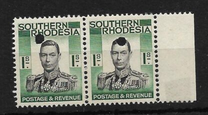 Southern Rhodesia 1938 GVI One Shilling printers proof right marginal pair