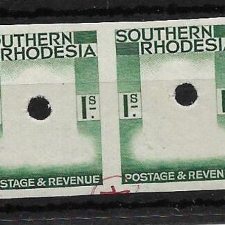 Southern Rhodesia 1938 GVI One Shilling printers proof frame pair
