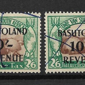 Basutoland Revenue 1959 South Africa Native Tax 2/6 revenue overprinted and surcharged 'BASUTOLAND / 10/- / REVENUE