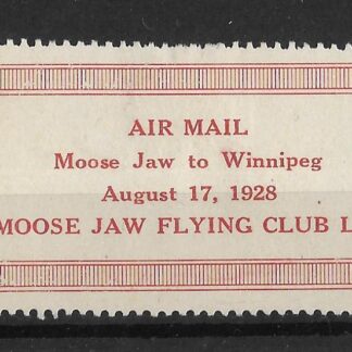 Canada 1928 Air Mail Moose Jaw Flying Club label
