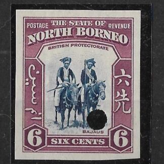 North Borneo 1939 GVI Six Cents printers proof with punch hole unmounted mint