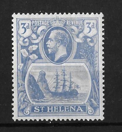 St Helena 1922 GV Three Pence with broken mainmast SG 101a mint