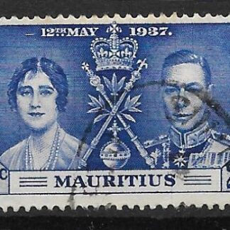 Mauritius 1937 GVI Coronation Twenty cents with line by sceptre SG 251b used