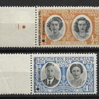 Southern Rhodesia 1947 GVI Royal Visit Waterlow colour trials unmounted