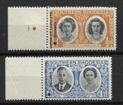 Southern Rhodesia 1947 GVI Royal Visit Waterlow colour trials unmounted