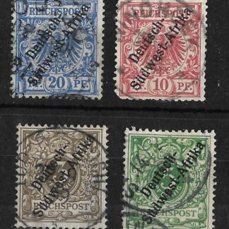 German South West Africa 1897 Three Pfennig to Twenty Pfennig Michel 1/4 used