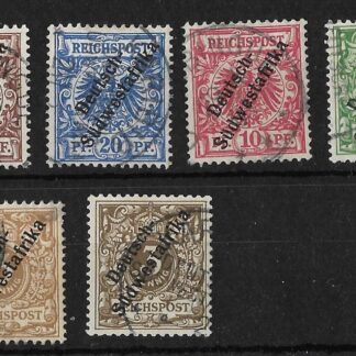 German South West Africa 1897 Three Pfennig to Fifty Pfennig Michel 5/10 used