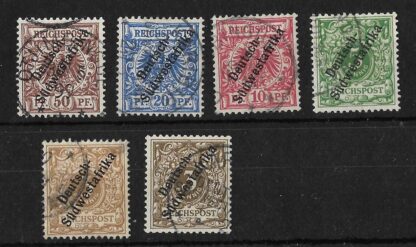 German South West Africa 1897 Three Pfennig to Fifty Pfennig Michel 5/10 used