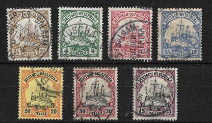 German East Africa 1905 Two and a Half Heller to Forty Five Heller Michel 22/28 used