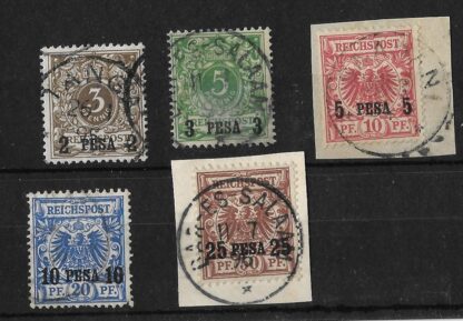 German East Africa 1893 Three Pesa to Twenty Five Pesa Michel 1/5 used