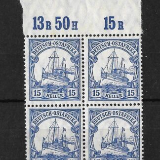 German East Africa 1905 Fifteen Heller block Michel 33b unmounted mint