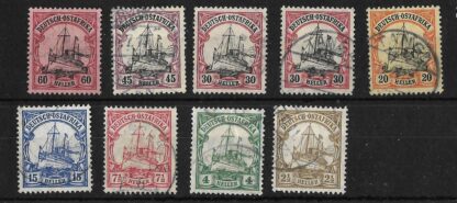 German East Africa 1905 Two and a Half Heller to Sixty Heller Michel 30/37 used