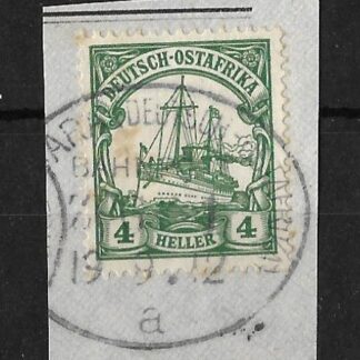 German East Africa 1912 Four Heller with USAMBARA Bahnpost Zug 4 postmark