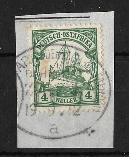 German East Africa 1912 Four Heller with USAMBARA Bahnpost Zug 4 postmark