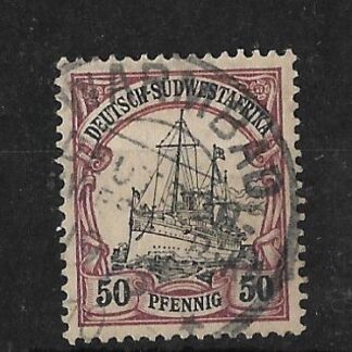 German South West Africa 1901 Fifty Pfennig with WARMBAD postmark