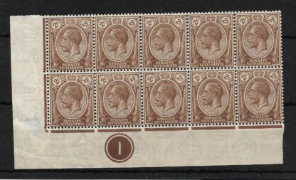 Straits Settlements 1921 GV Two Cents Plate block unmounted mint