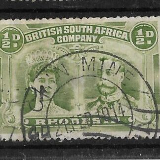Rhodesia Double Head Half Penny with a CHIN MINE (DC) postmark