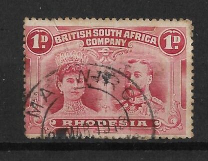 Rhodesia Double Head One Penny with MAKWIRO (DC) with Blank after day and missing K in town