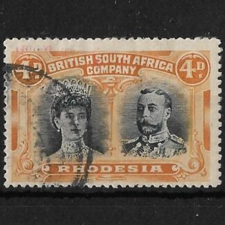 Rhodesia Double Head Four Pence with extra eyebrow line SG 140 used