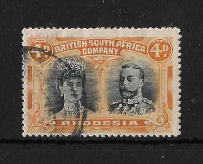 Rhodesia Double Head Four Pence with extra eyebrow line SG 140 used