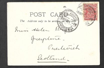 Rhodesia Native Zambesi above the Falls real photograph Post Card used at Bulawayo in 1905 - Image 2